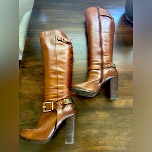 Aldo Brown Knee High Dress Boot. Minimal wear. 4in heel.